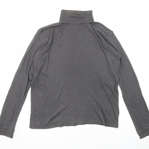 Mountain Warehouse Mens Grey Cotton T-Shirt Size S Roll Neck