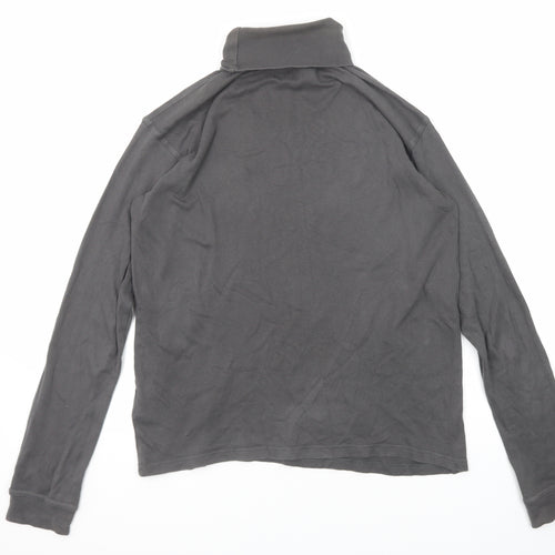 Mountain Warehouse Mens Grey Cotton T-Shirt Size S Roll Neck