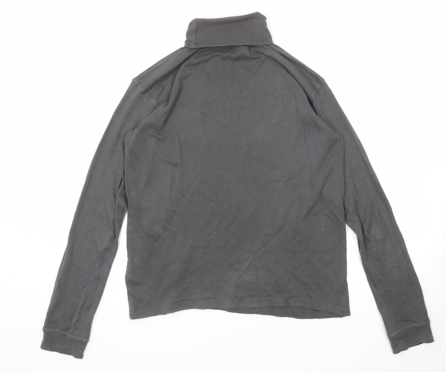 Mountain Warehouse Mens Grey Cotton T-Shirt Size S Roll Neck