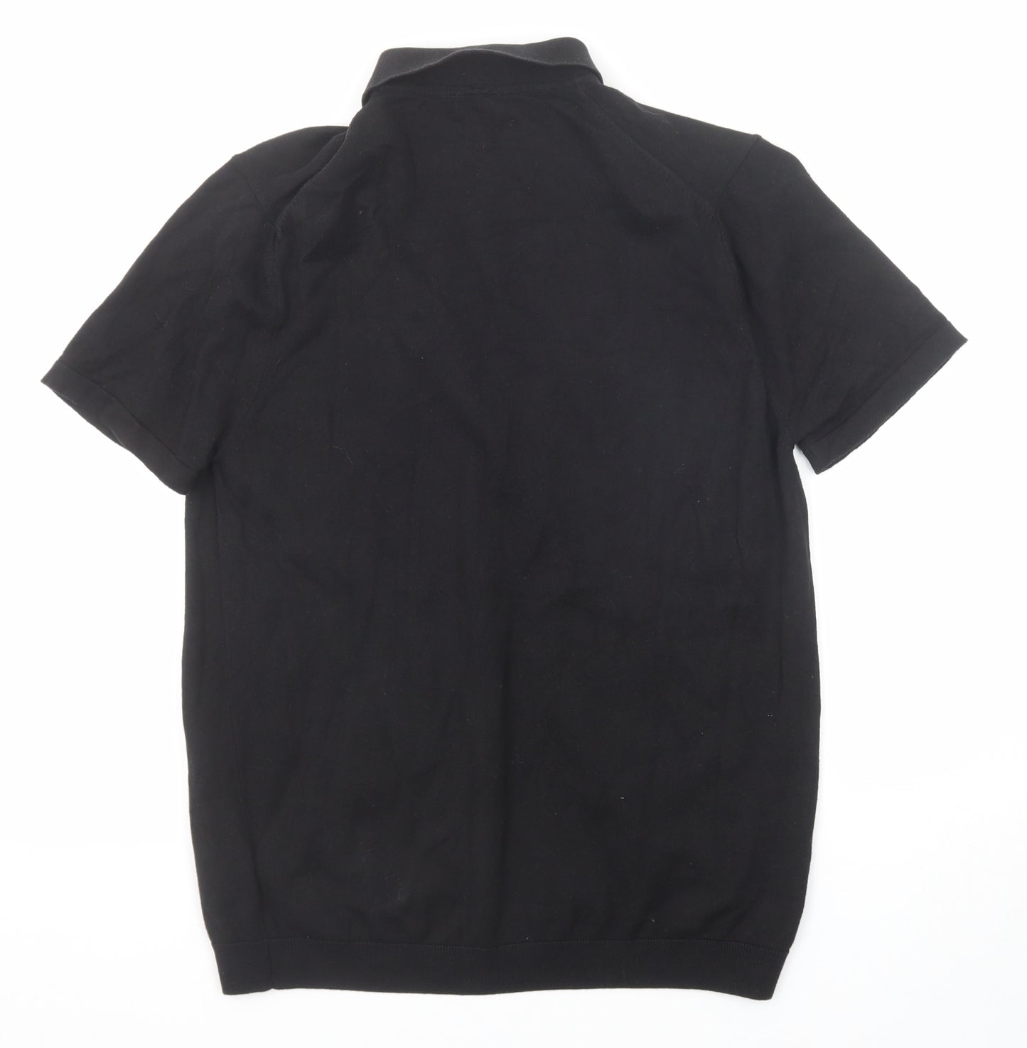 NEXT Mens Black Cotton Polo Size M Collared Button