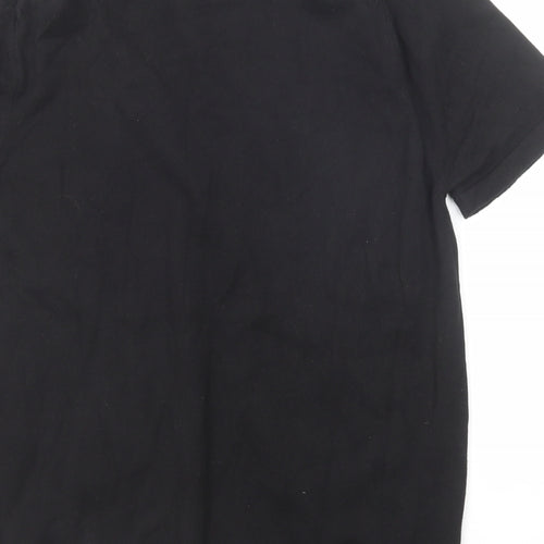 NEXT Mens Black Cotton Polo Size M Collared Button