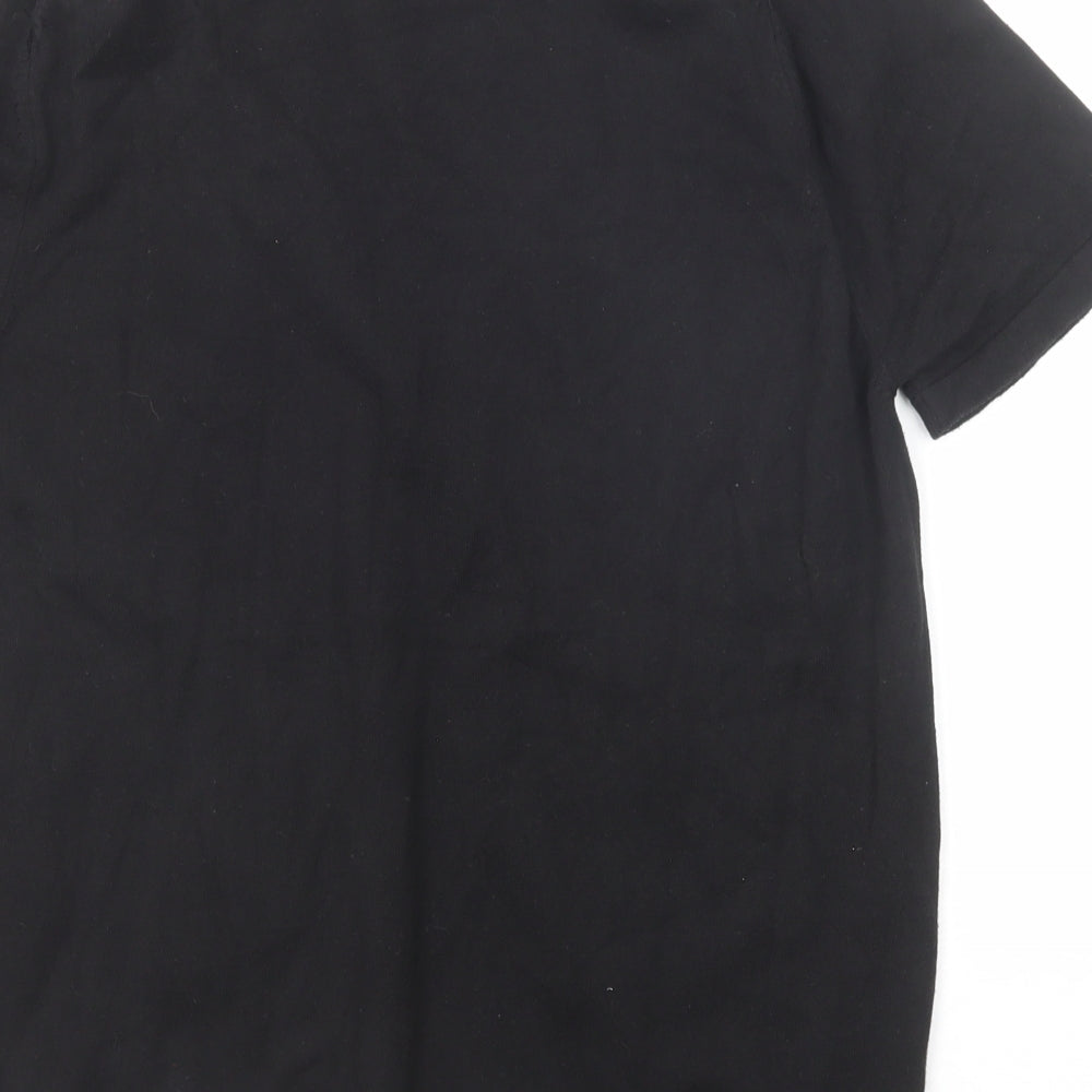 NEXT Mens Black Cotton Polo Size M Collared Button