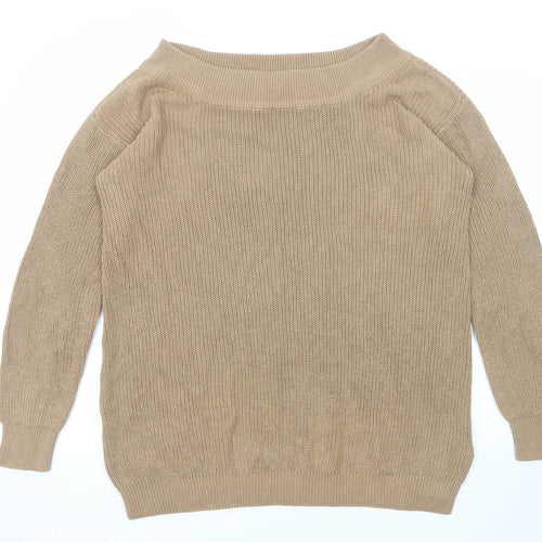 BPC Womens Brown Boat Neck Cotton Pullover Jumper Size L
