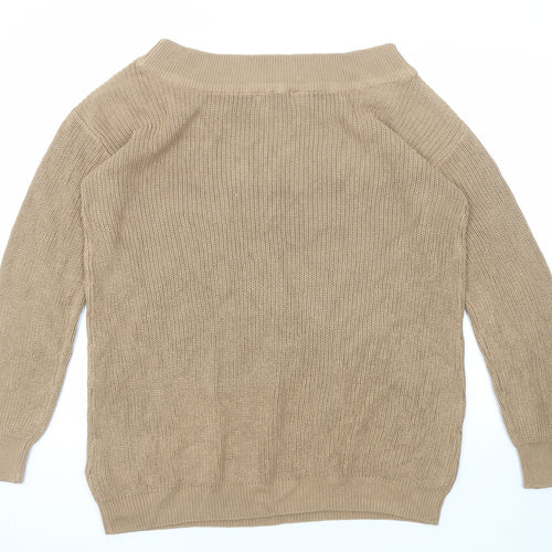 BPC Womens Brown Boat Neck Cotton Pullover Jumper Size L