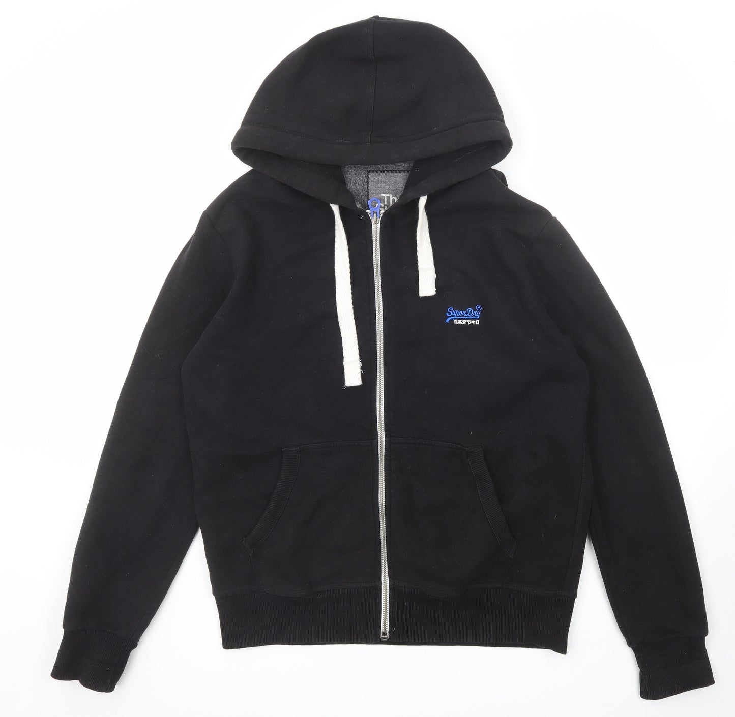 Superdry Mens Black Cotton Full Zip Hoodie Size XL