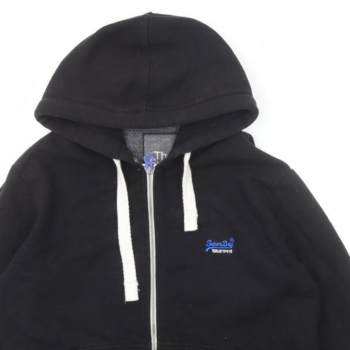 Superdry Mens Black Cotton Full Zip Hoodie Size XL