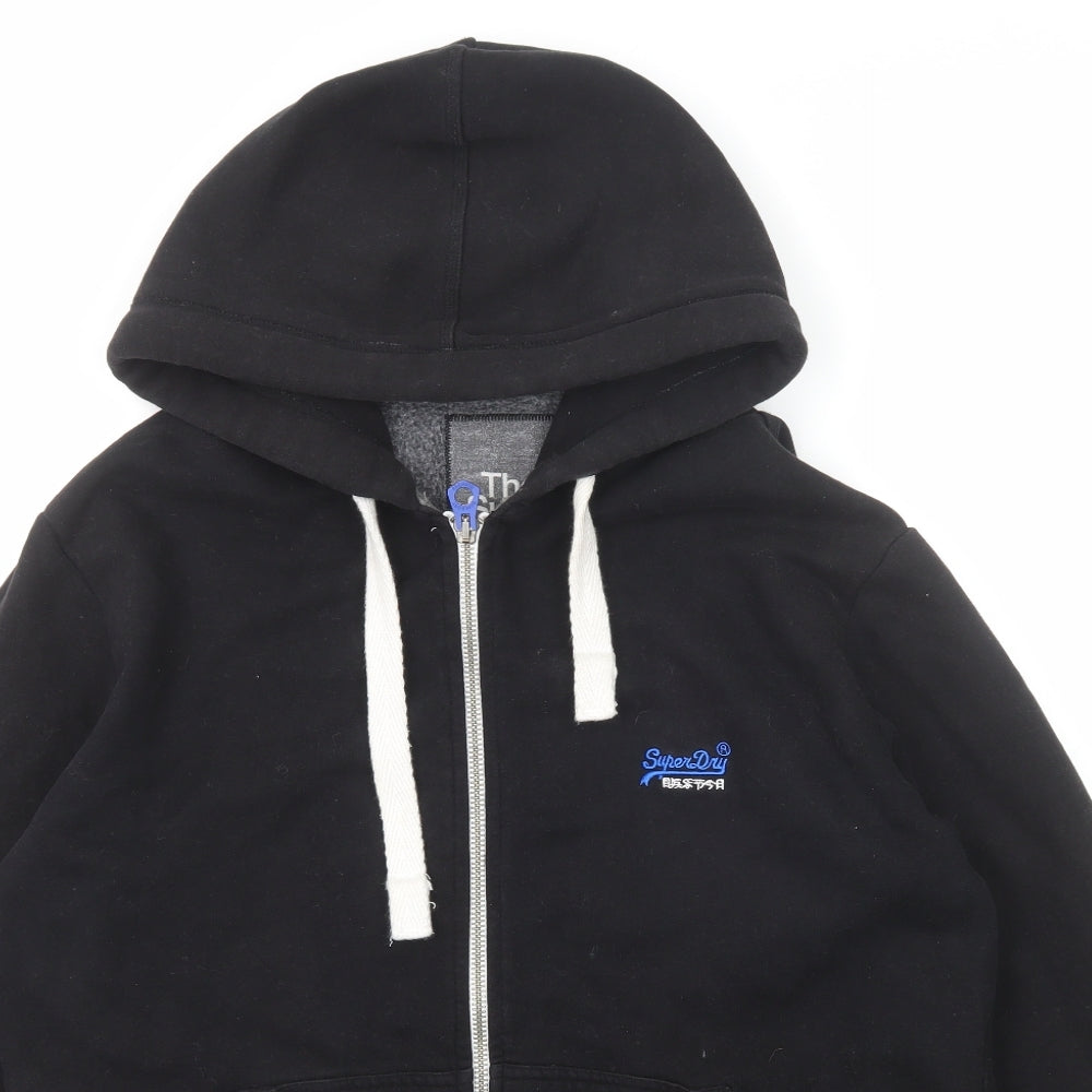 Superdry Mens Black Cotton Full Zip Hoodie Size XL