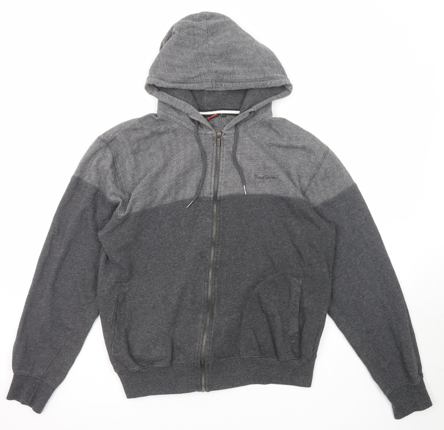 Pierre Cardin Mens Grey Cotton Full Zip Hoodie Size L