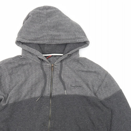 Pierre Cardin Mens Grey Cotton Full Zip Hoodie Size L