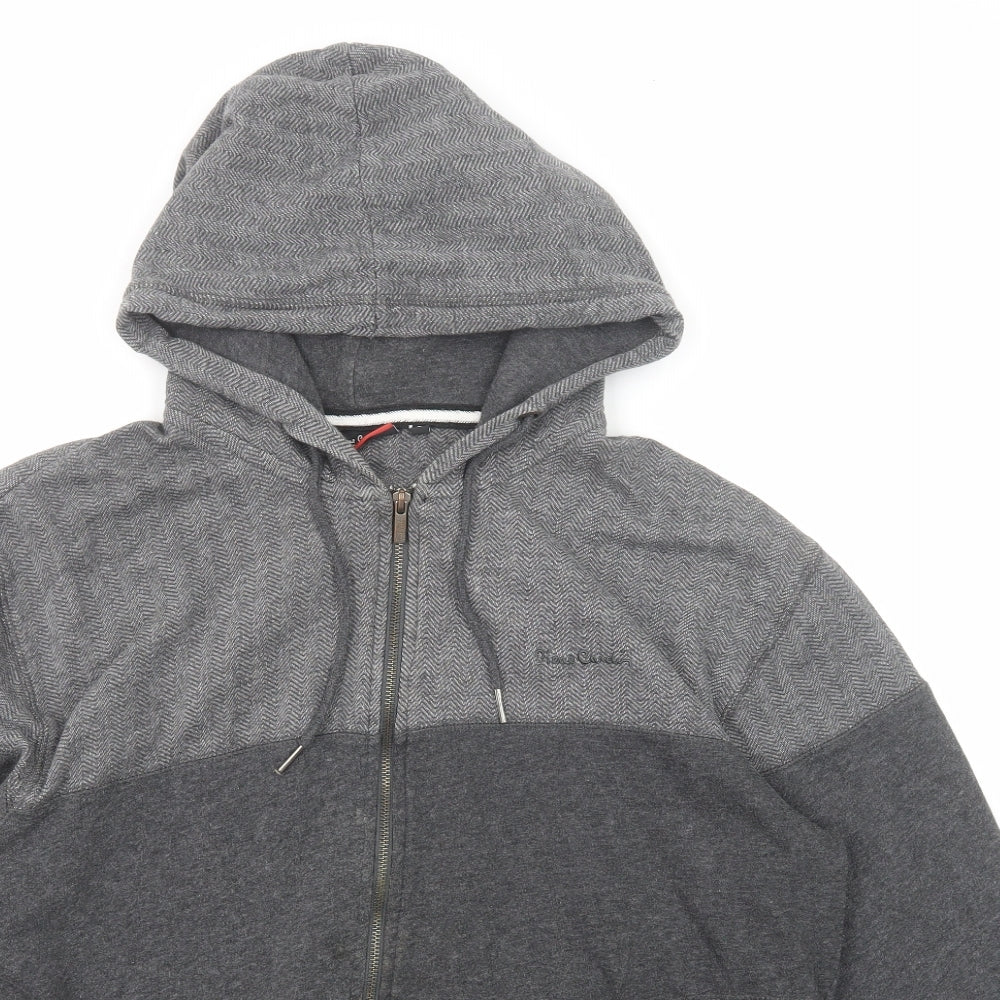 Pierre Cardin Mens Grey Cotton Full Zip Hoodie Size L