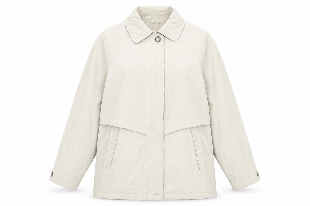 Front view of Berkertex women’s ivory jacket, size UK 10, zip