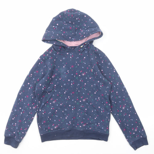 Fat Face Girls Blue Geometric Cotton Pullover Hoodie Size 10-11 Years Pullover - Star and Moon Print