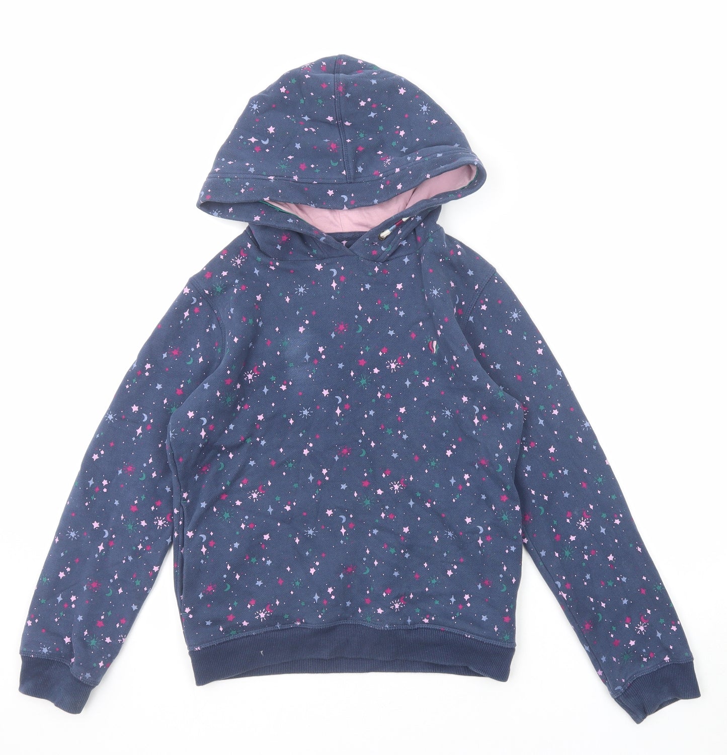 Fat Face Girls Blue Geometric Cotton Pullover Hoodie Size 10-11 Years Pullover - Star and Moon Print
