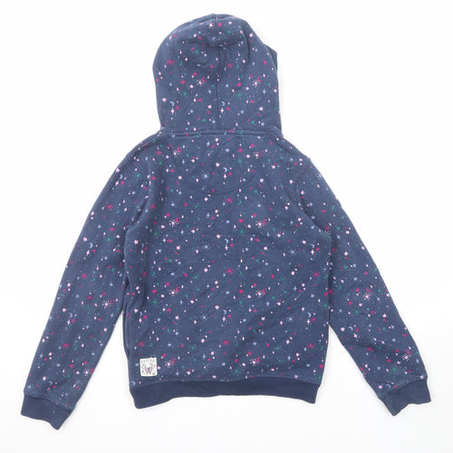 Fat Face Girls Blue Geometric Cotton Pullover Hoodie Size 10-11 Years Pullover - Star and Moon Print