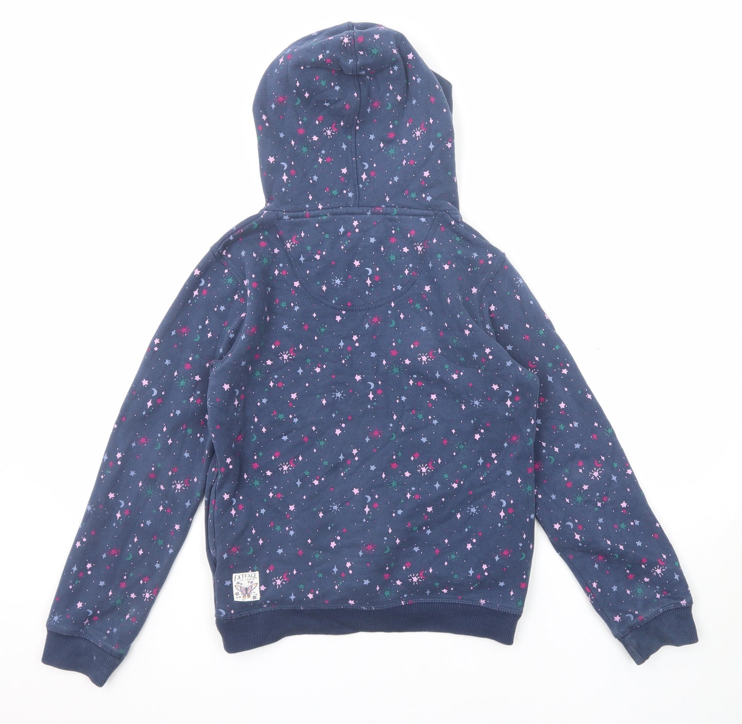 Fat Face Girls Blue Geometric Cotton Pullover Hoodie Size 10-11 Years Pullover - Star and Moon Print
