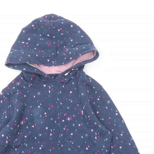 Fat Face Girls Blue Geometric Cotton Pullover Hoodie Size 10-11 Years Pullover - Star and Moon Print