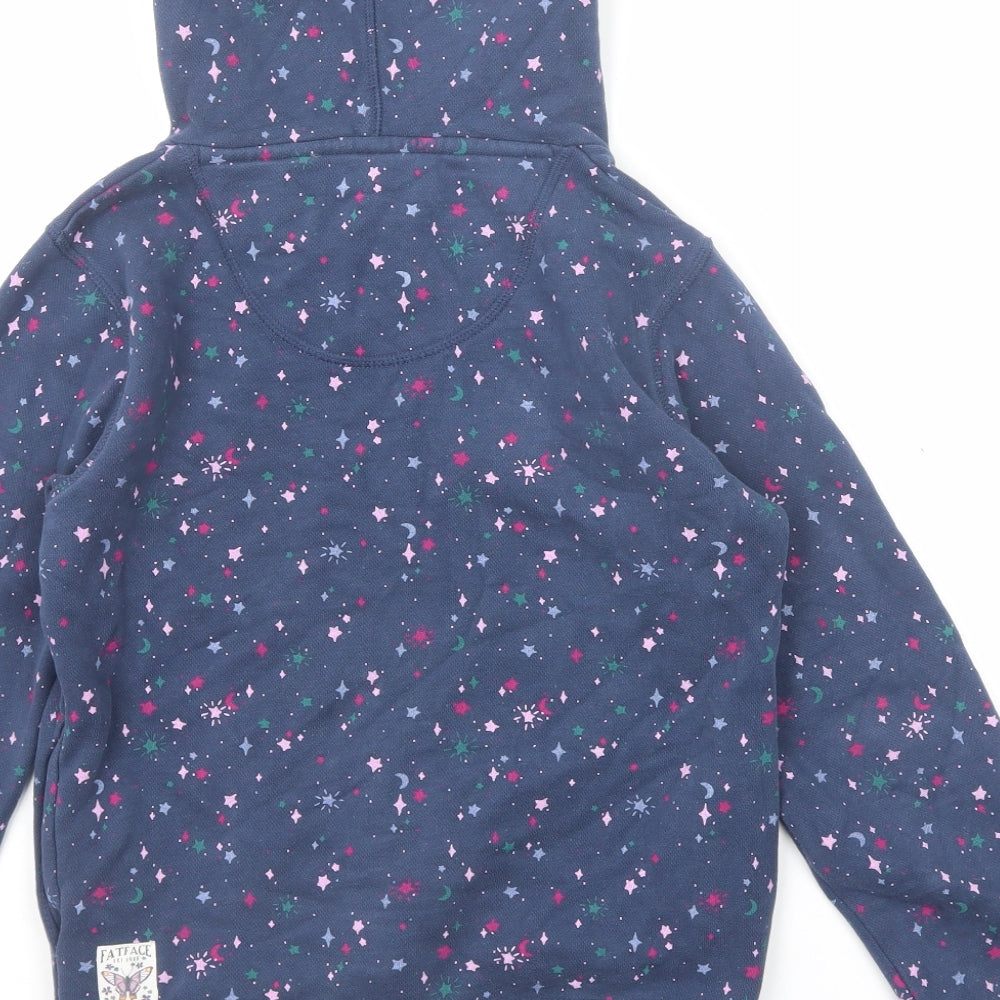 Fat Face Girls Blue Geometric Cotton Pullover Hoodie Size 10-11 Years Pullover - Star and Moon Print
