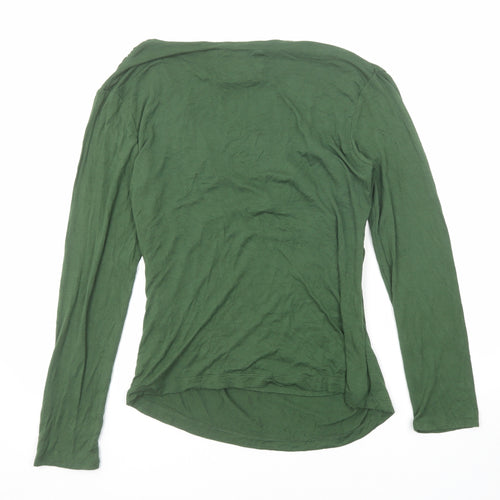 Ness Womens Green Viscose Basic T-Shirt Size M Cowl Neck
