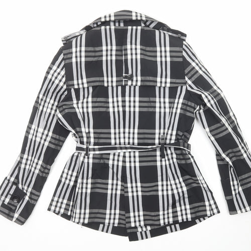 Zara Womens Black Plaid Jacket Size L Button