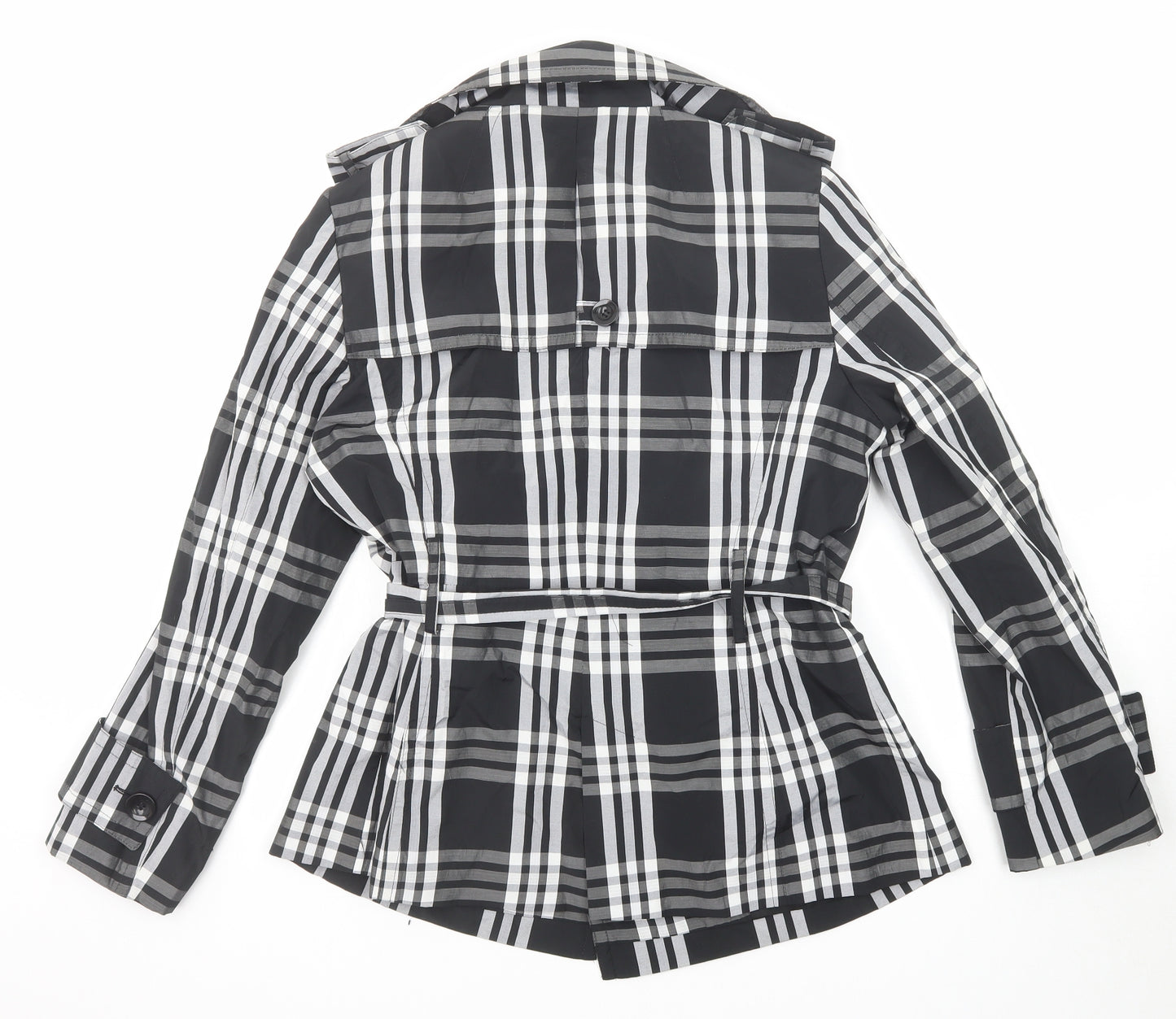 Zara Womens Black Plaid Jacket Size L Button