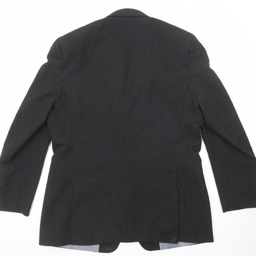 BHS Mens Black Striped Polyester Jacket Suit Jacket Size 44 Regular