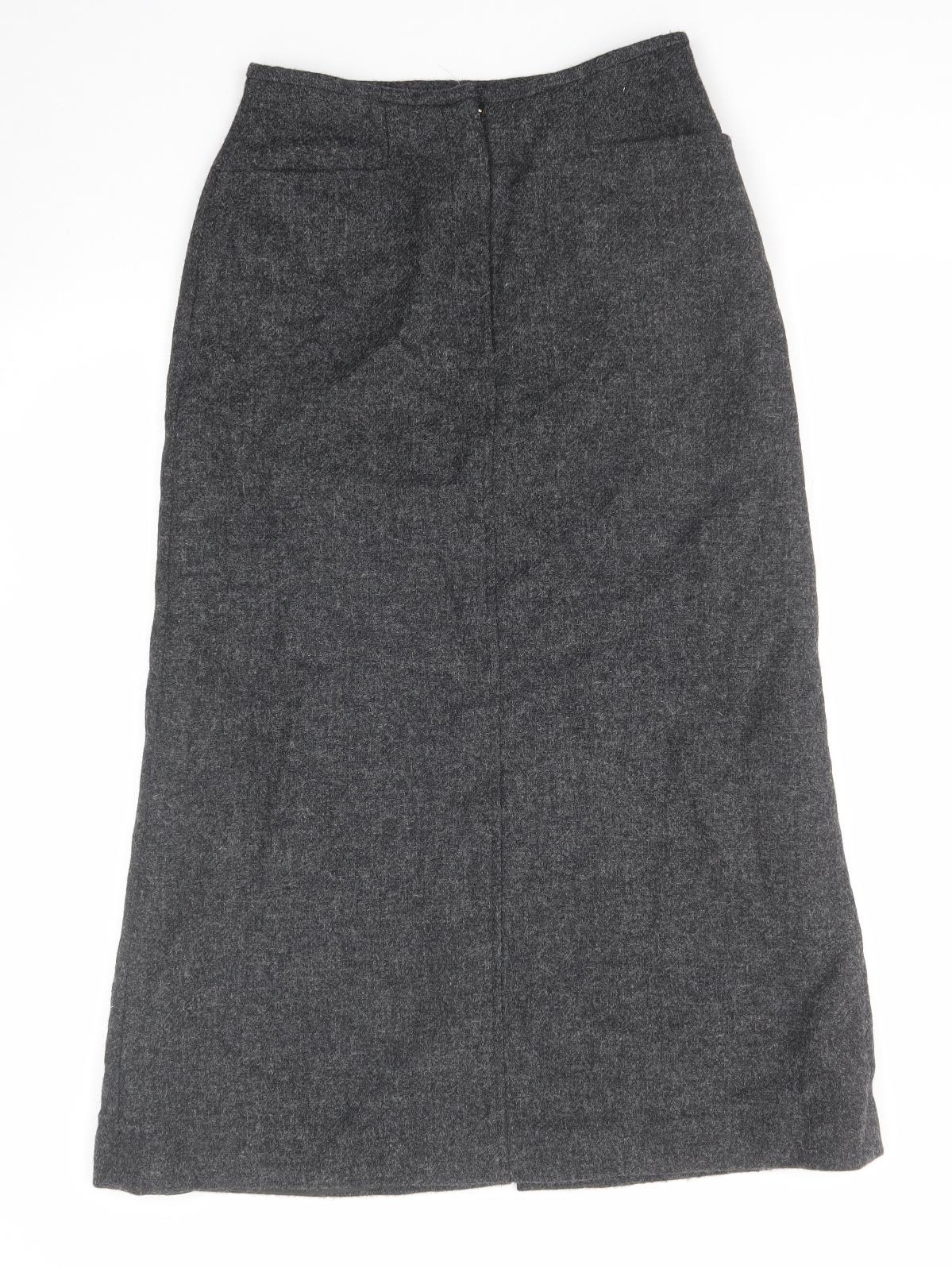 Laura Ashley Womens Grey Wool A-Line Skirt Size 10 Zip