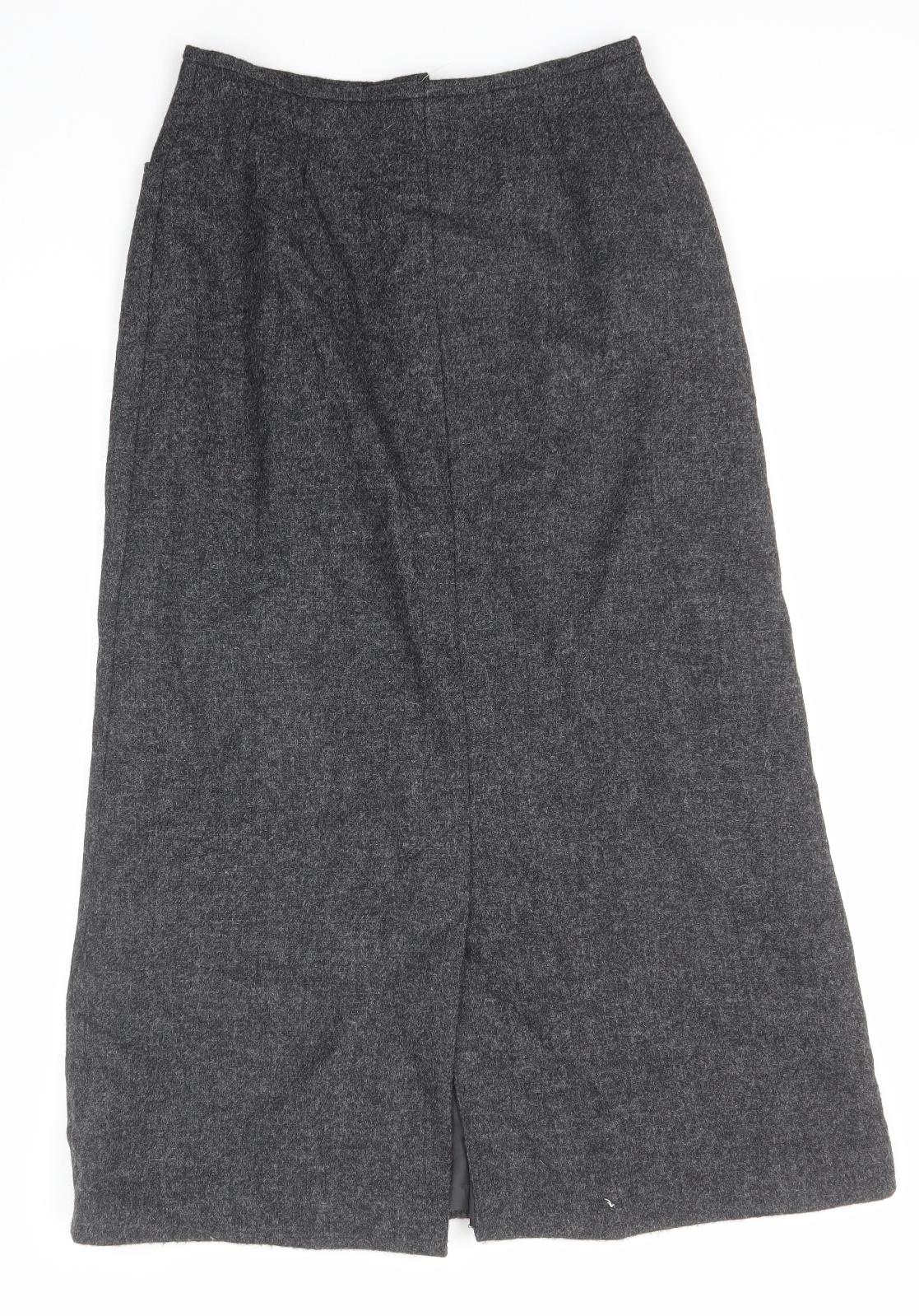 Laura Ashley Womens Grey Wool A-Line Skirt Size 10 Zip