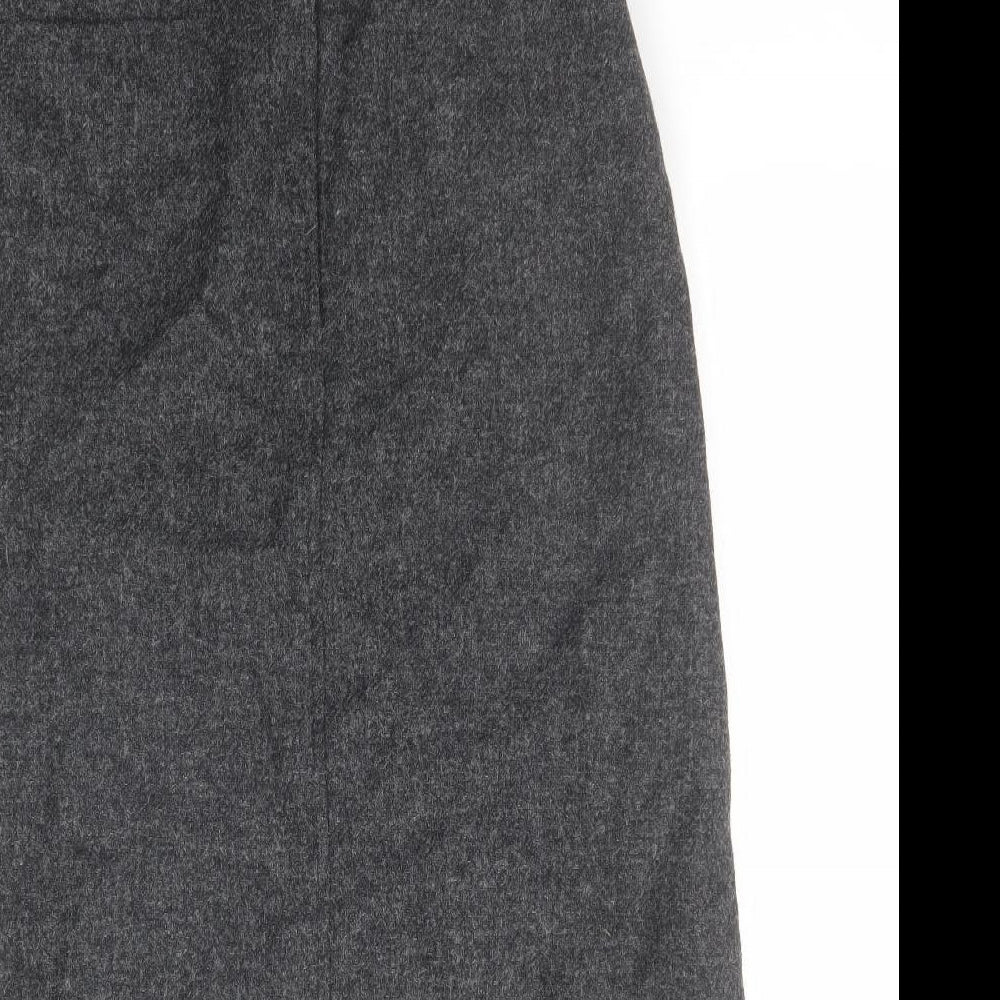 Laura Ashley Womens Grey Wool A-Line Skirt Size 10 Zip