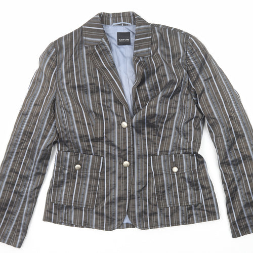 Taifun Womens Grey Striped Polyester Jacket Suit Jacket Size 14