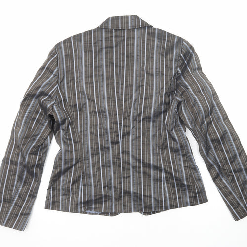 Taifun Womens Grey Striped Polyester Jacket Suit Jacket Size 14