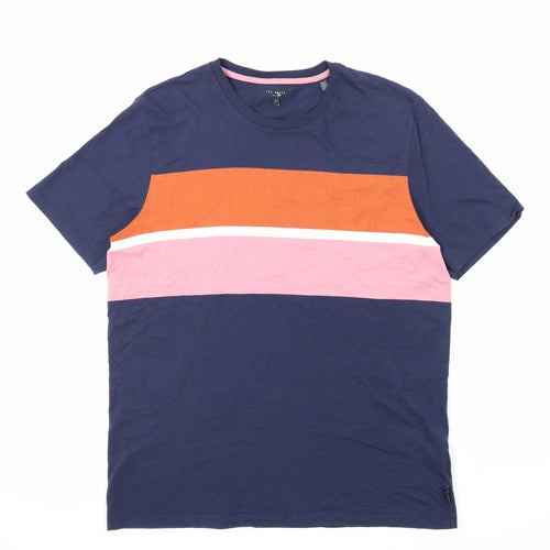 Ted Baker Mens Blue Colourblock Cotton T-Shirt Size L Round Neck
