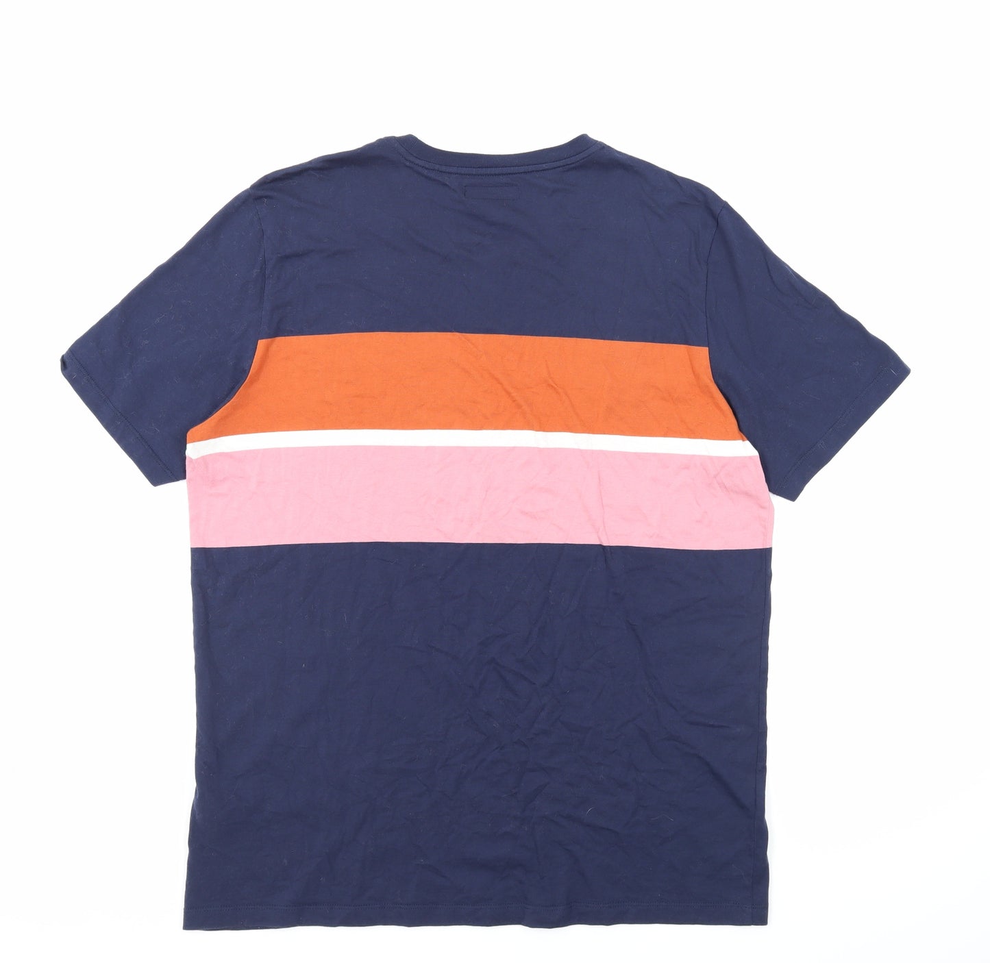 Ted Baker Mens Blue Colourblock Cotton T-Shirt Size L Round Neck