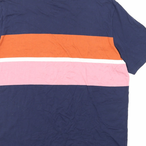 Ted Baker Mens Blue Colourblock Cotton T-Shirt Size L Round Neck
