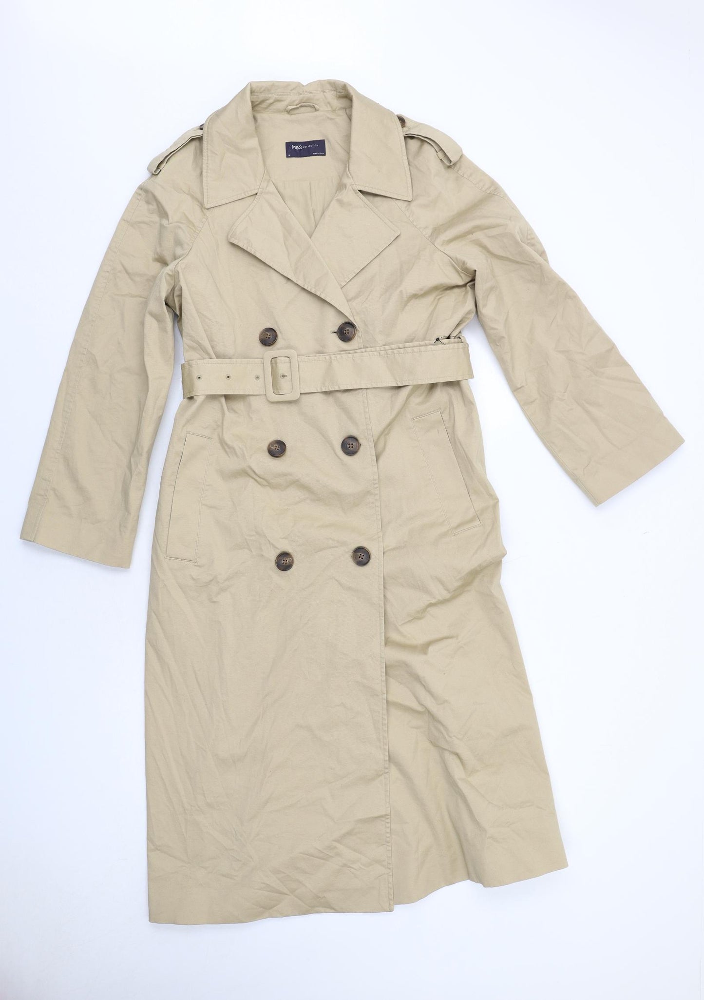 Marks and Spencer Womens Beige Trench Coat Coat Size 10 Button