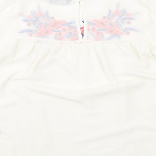 Dorothy Perkins Womens Ivory Polyester Basic Blouse Size 6 Boat Neck - Flower Motif