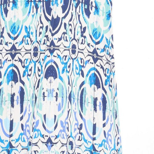 Marks and Spencer Womens Blue Geometric Viscose Tank Dress Size 18 Scoop Neck Pullover