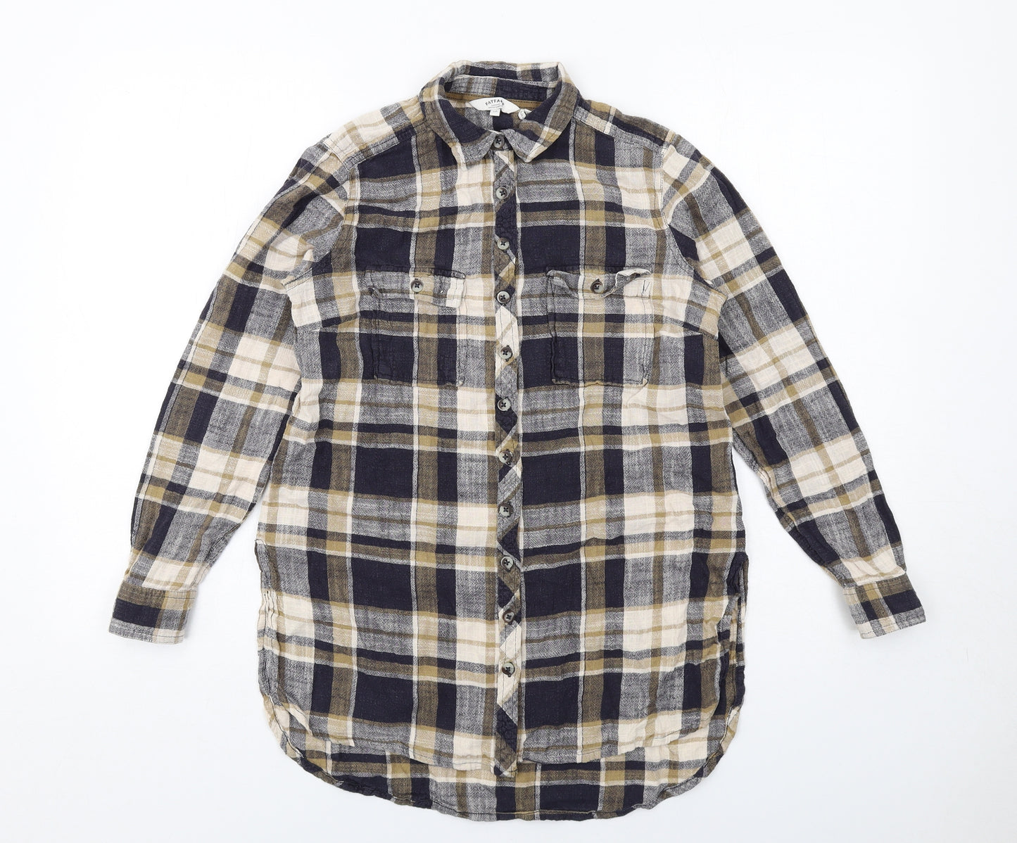Fat Face Womens Multicoloured Plaid Cotton Basic Button-Up Size 10 Collared