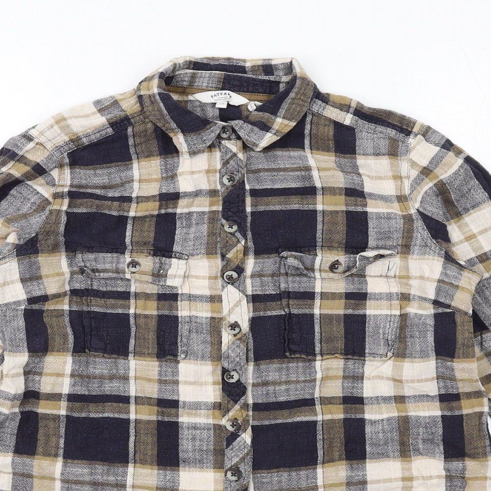 Fat Face Womens Multicoloured Plaid Cotton Basic Button-Up Size 10 Collared