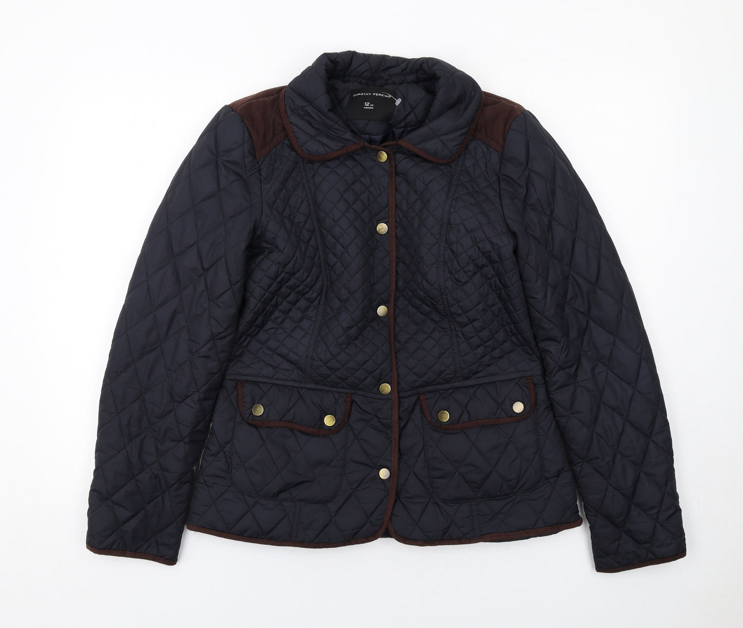Dorothy Perkins Womens Blue Quilted Jacket Size 12 Snap