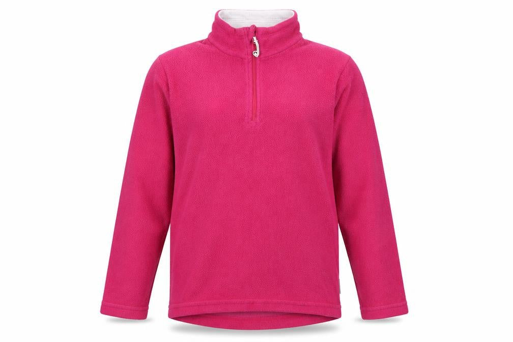 Front view of Quechua girls’ pink polyester pullover sweatshirt, size 10, years zip