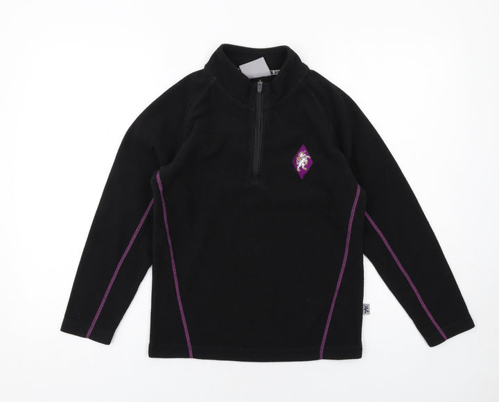 Kukri Girls Black Polyester Pullover Sweatshirt Size 11-12 Years Zip