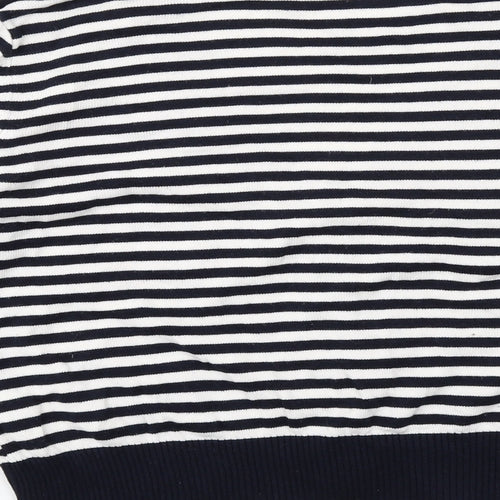 Olsen Womens Blue V-Neck Striped Cotton Cardigan Jumper Size 18