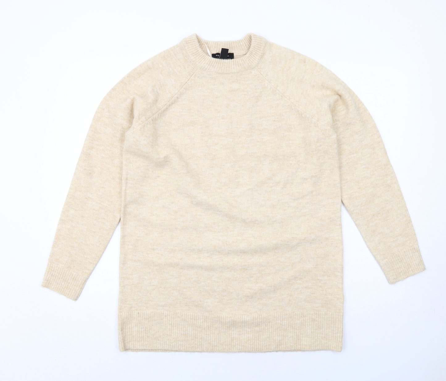 New Look Womens Beige Round Neck Acrylic Pullover Jumper Size S