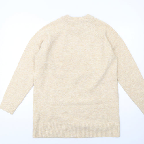 New Look Womens Beige Round Neck Acrylic Pullover Jumper Size S