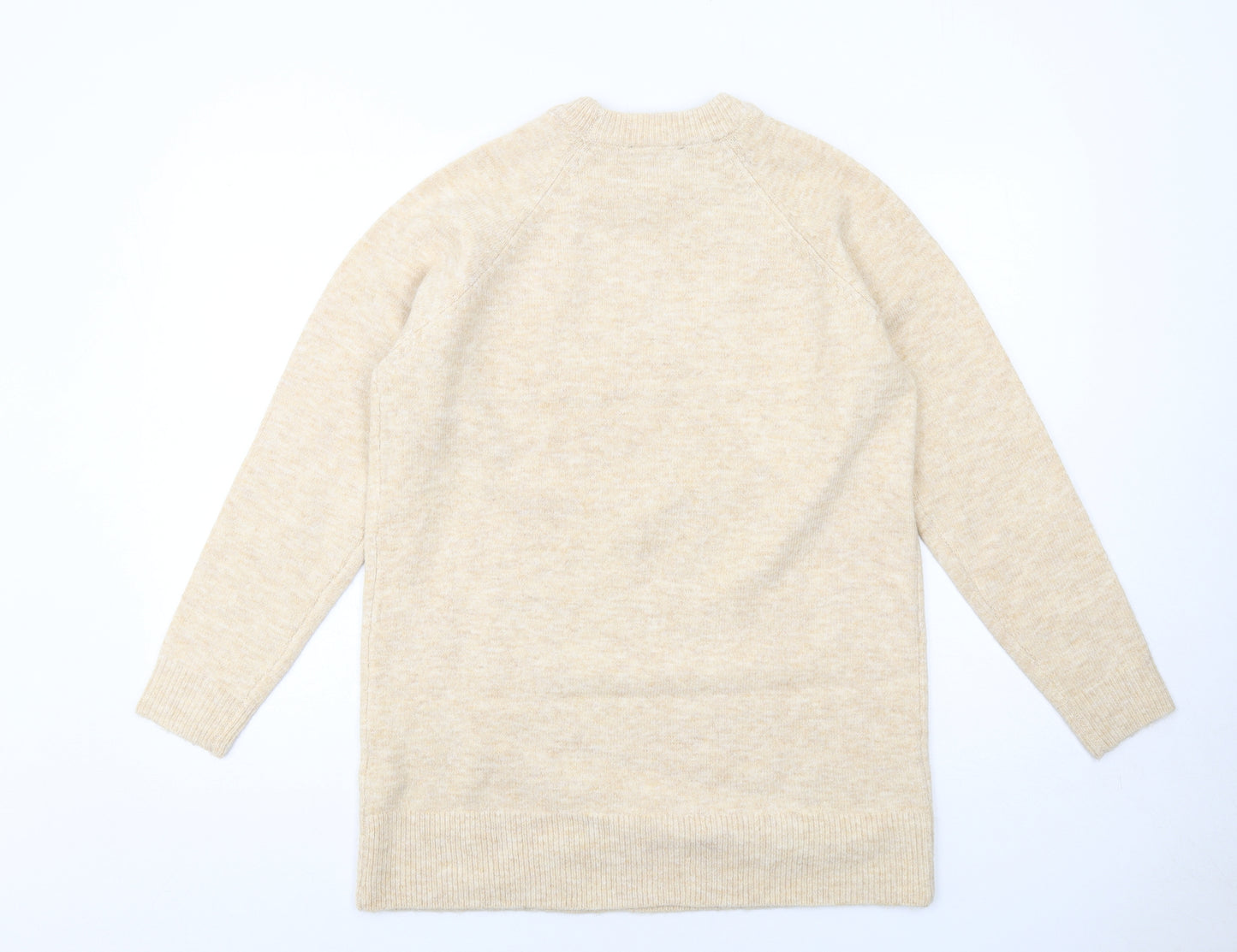 New Look Womens Beige Round Neck Acrylic Pullover Jumper Size S