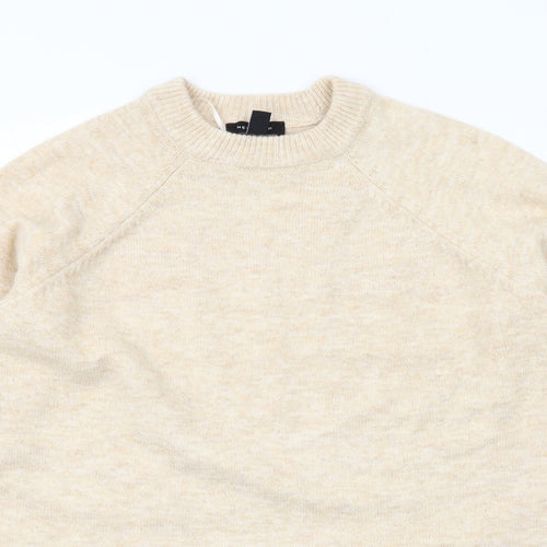 New Look Womens Beige Round Neck Acrylic Pullover Jumper Size S