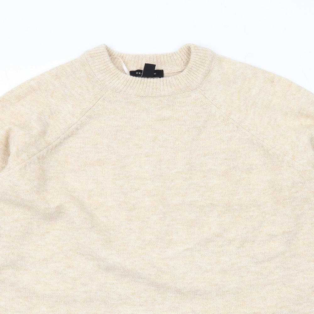 New Look Womens Beige Round Neck Acrylic Pullover Jumper Size S