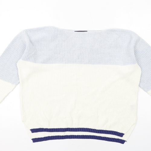 Marks and Spencer Womens Blue Boat Neck Cotton Pullover Jumper Size M