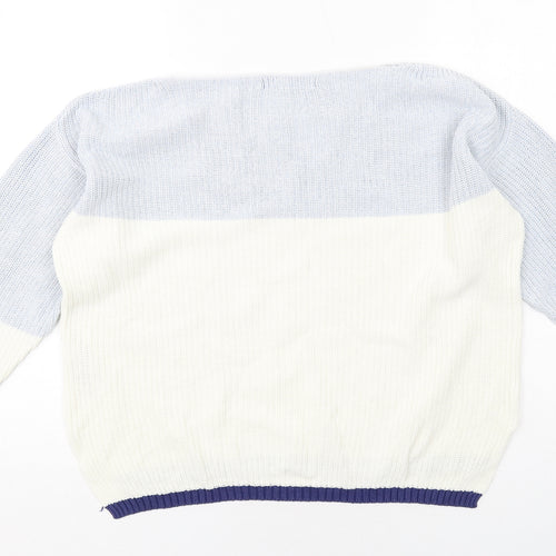 Marks and Spencer Womens Blue Boat Neck Cotton Pullover Jumper Size M