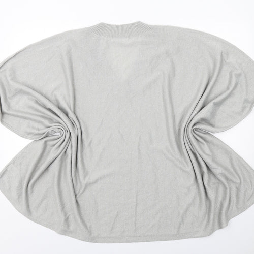 Kaleidoscope Womens Grey V-Neck Acrylic Pullover Jumper Size M - Size M-L